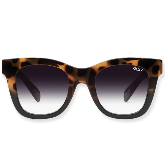 QUAY After Hours Sunglasses Black Tortoise Combo Frame Grey Gradient Fade Lenses - Picture 2 of 12